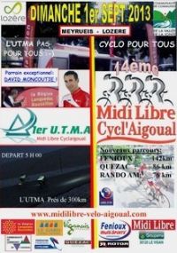 4eme MidiLibre Cyclaigoual & 1er UTMA. Le dimanche 1er septembre 2013 à MEYRUEIS. Lozere.  10H00